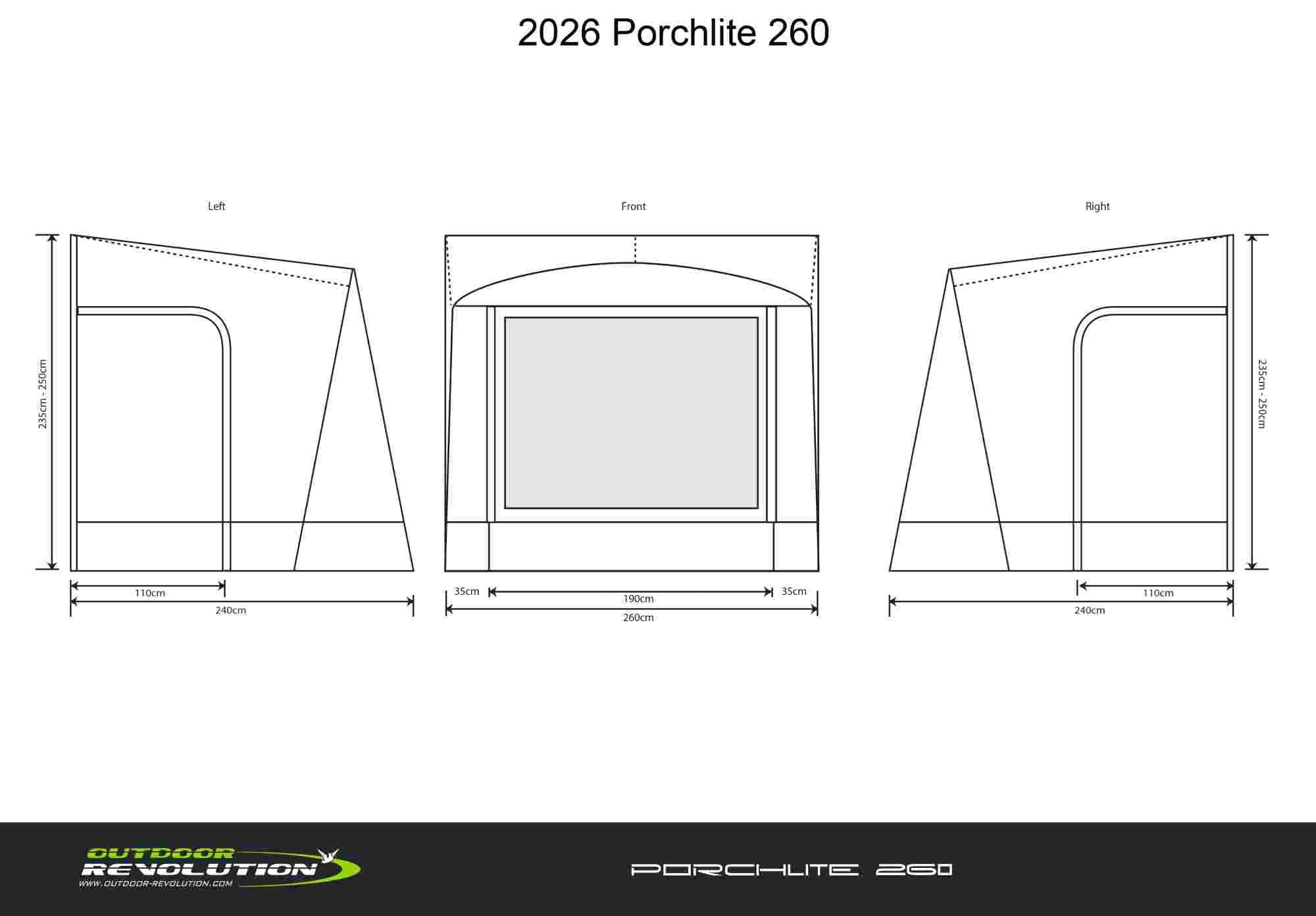 Outdoor Revolution Porchlite 260 Alu-Tech Poled Awning