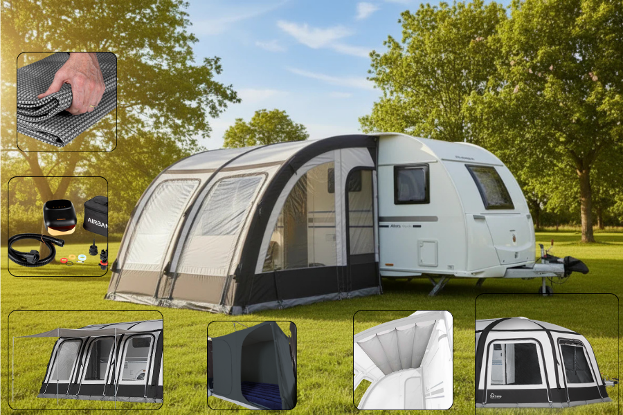 Starcamp Magnum Air Force Klimatex 260 Inflatable Caravan Porch Awning + Extension (Package Deal)