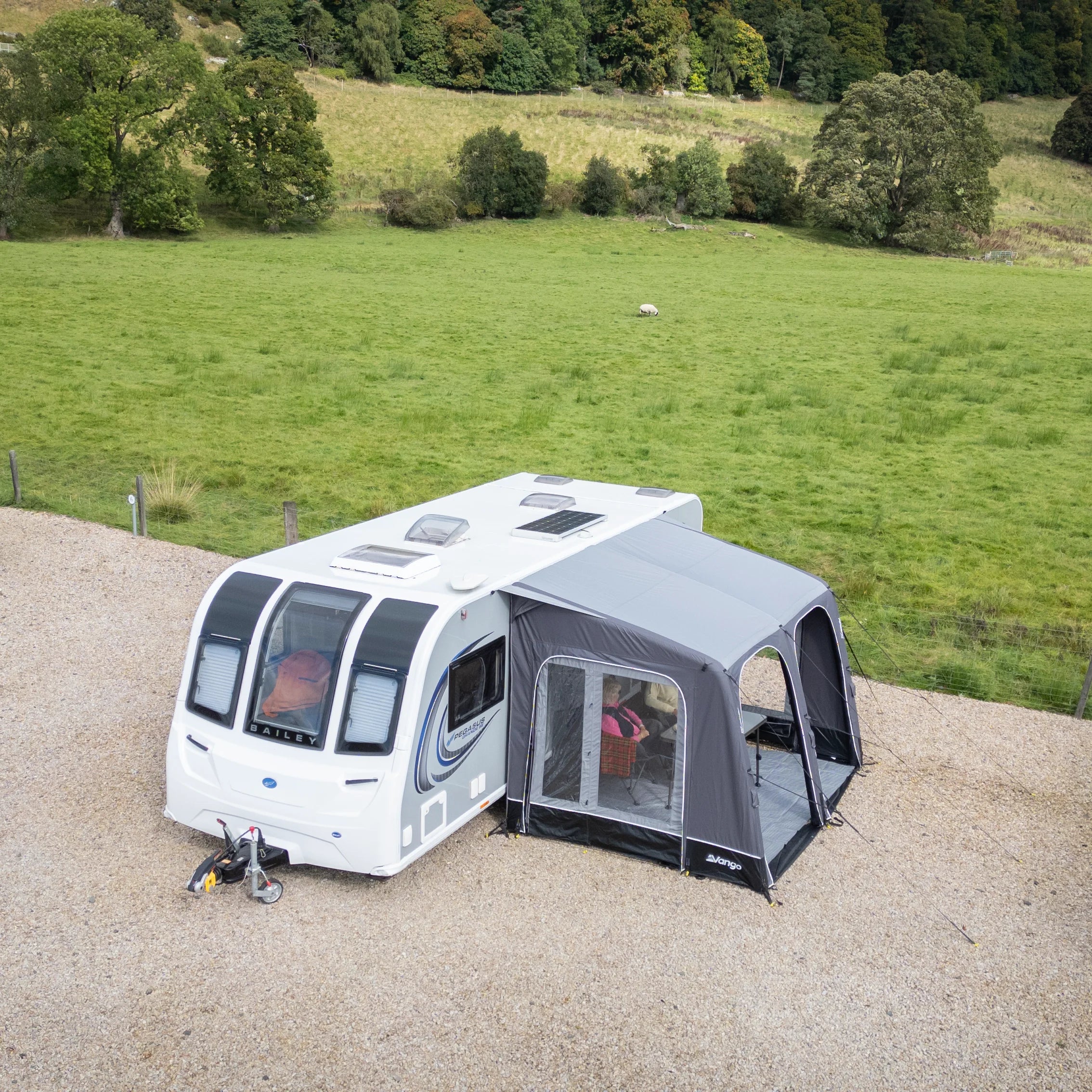 Balletto Pro Air 330 Awning attached to a caravan next to a field
