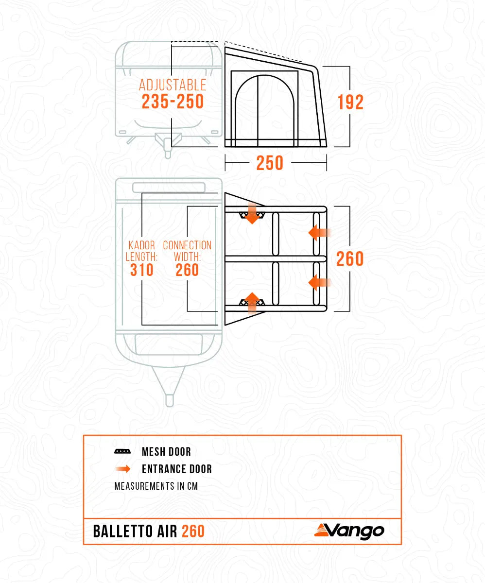 Vango Balletto Air 260 Elements Shield Inflatable Caravan porch Awning - Package Deal