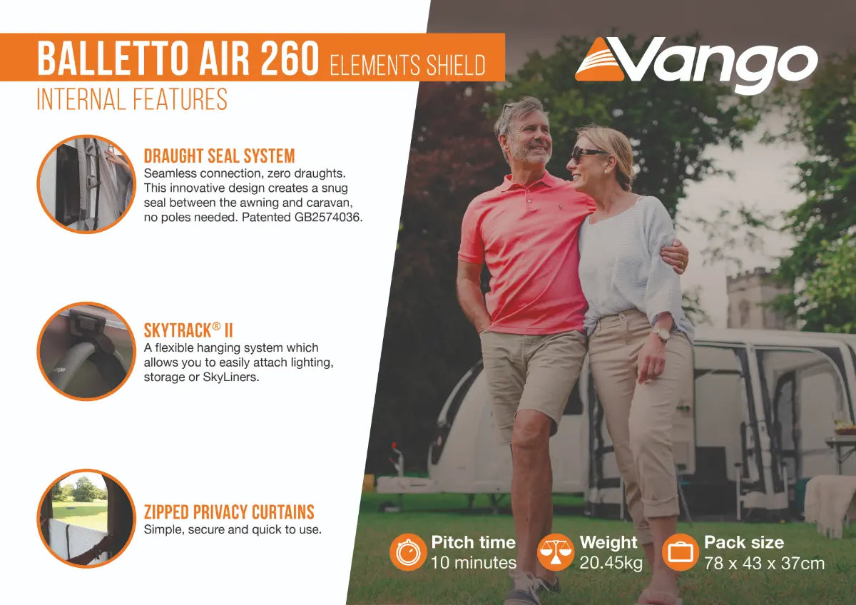 Vango Balletto Air 260 Elements Shield Inflatable Caravan porch Awning - Package Deal