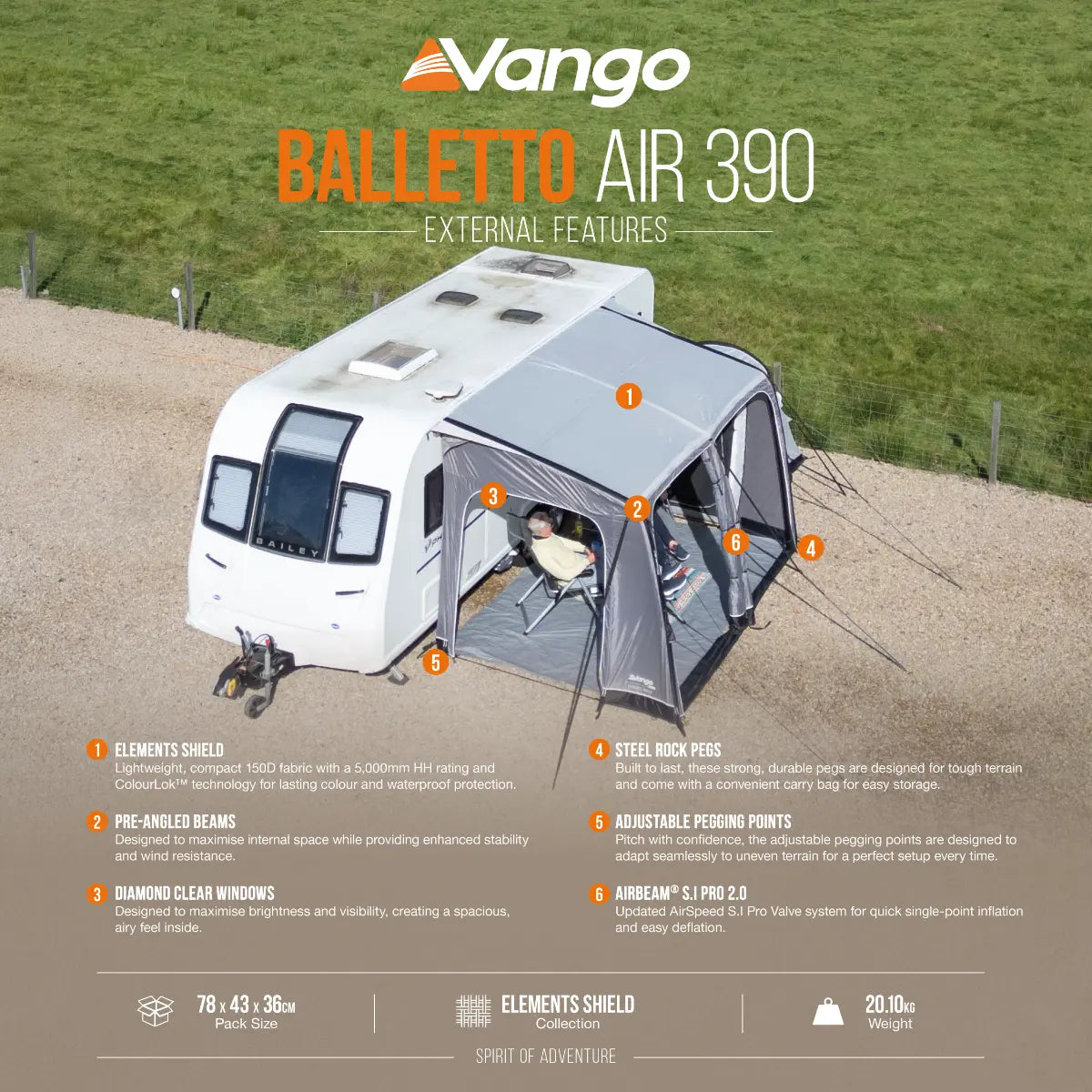Vango Balletto Air 390 Porch Awning 2027