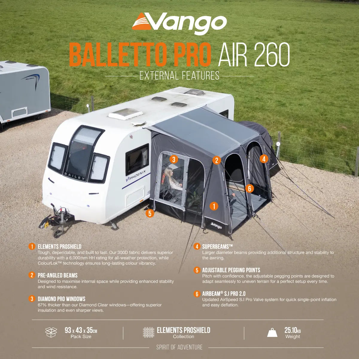 Vango Balletto Pro Air 260 Caravan Porch Awning 2027