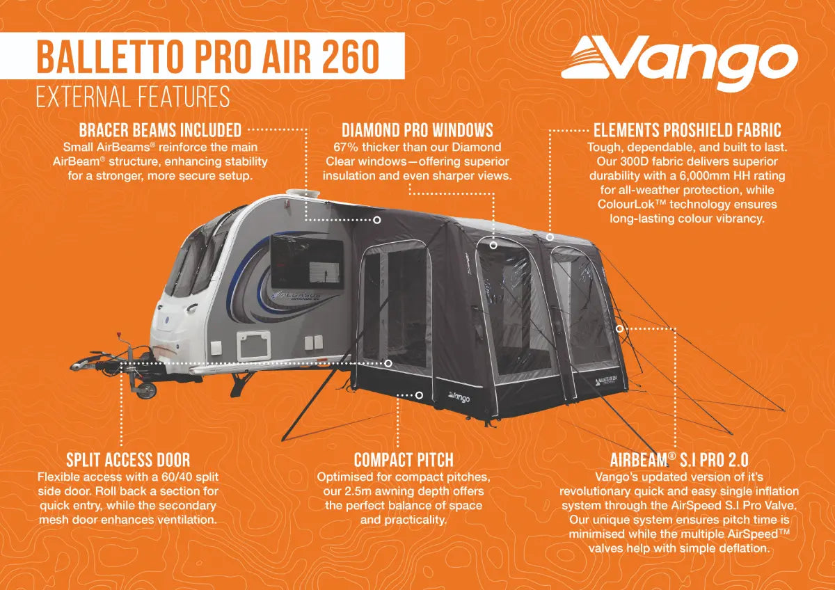 Vango Balletto Pro Air 260 Inflatable Caravan Porch Awning 2026
