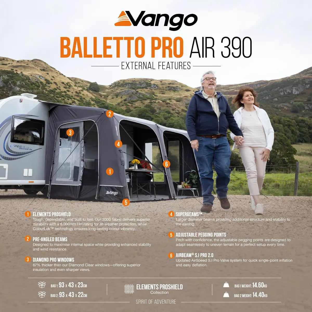 Vango Balletto Pro Air 390 Caravan Porch Awning 2027