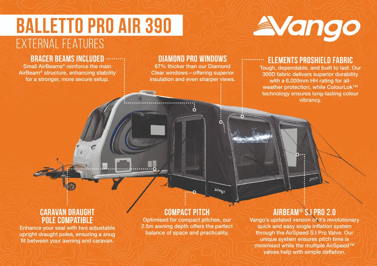 Vango Balletto Pro Air 390 Inflatable Caravan Porch Awning 2026