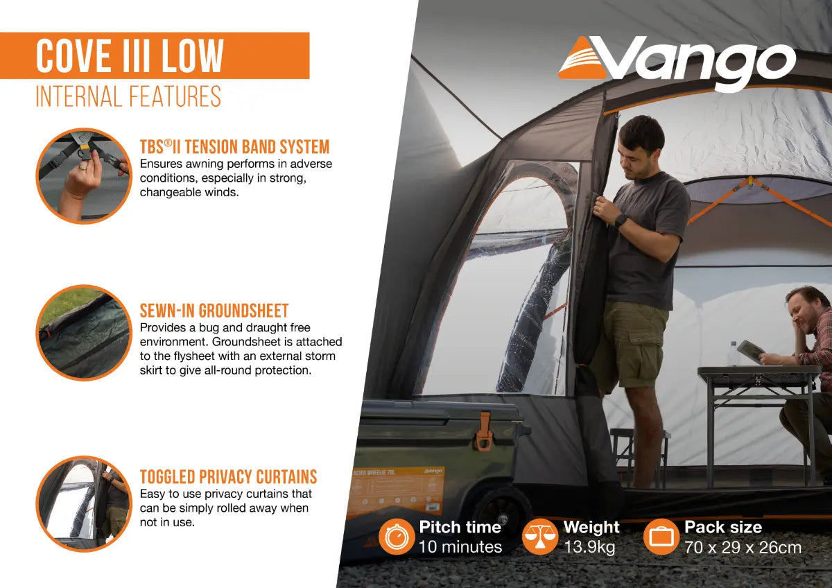 Vango Cove III Low Poled Campervan & Driveaway Awning