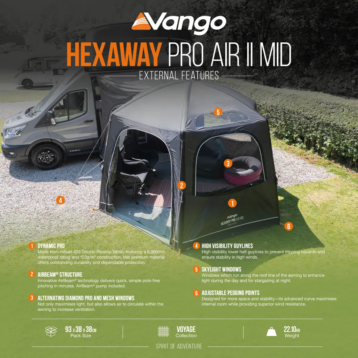Vango HexAway Pro II Air Mid Drive Away Awning 2027