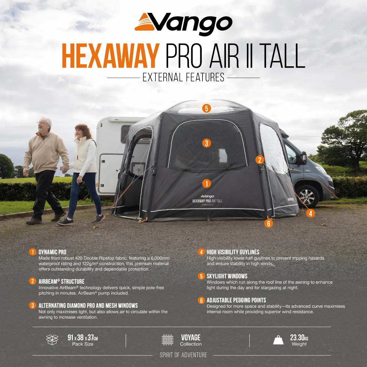 Vango HexAway Pro II Air Tall Drive Away Awning 2027