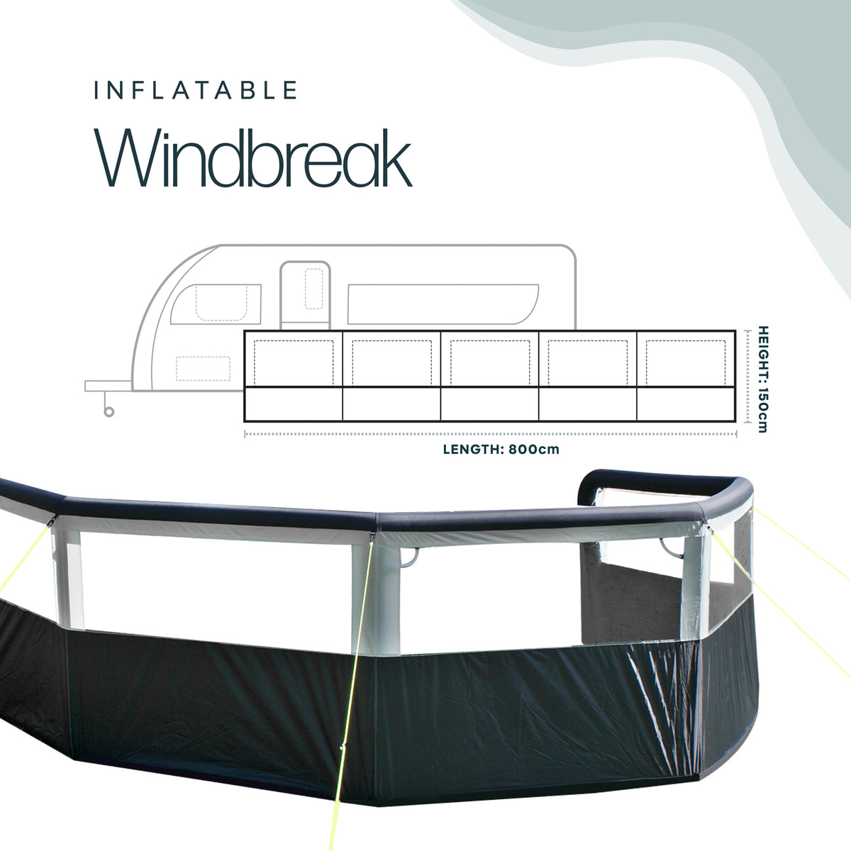 Leisurewize Air Break 8000 Inflatable 5 Panel Windbreak
