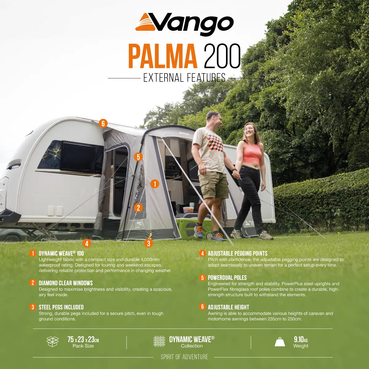 Vango Palma 200 Lightweight Poled Awning 2027