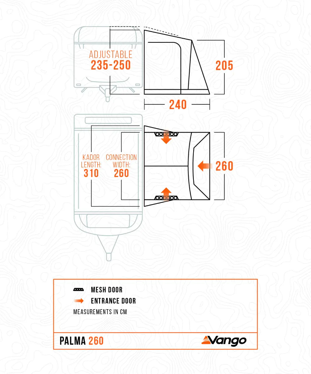 Vango Palma 260 Lightweight Caravan Porch Poled Awning 2026