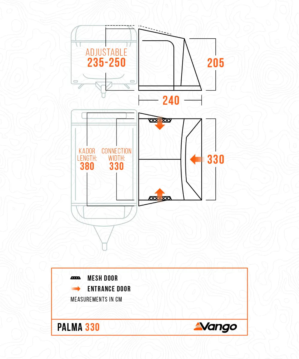 Vango Palma 330 Lightweight Caravan Poled Porch Awning 2026