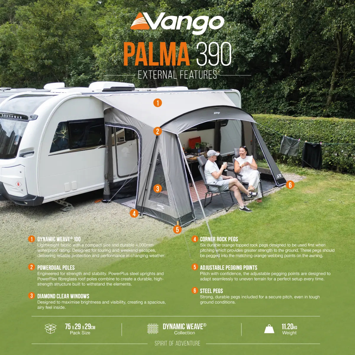 Vango Palma 390 Lightweight Poled Awning 2027