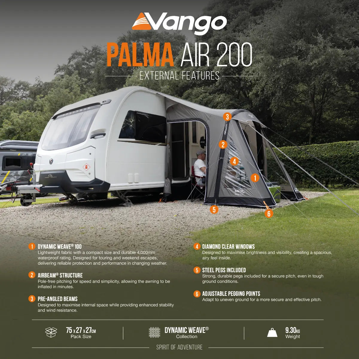 Vango Palma Air 200 Caravan Porch Awning 2027