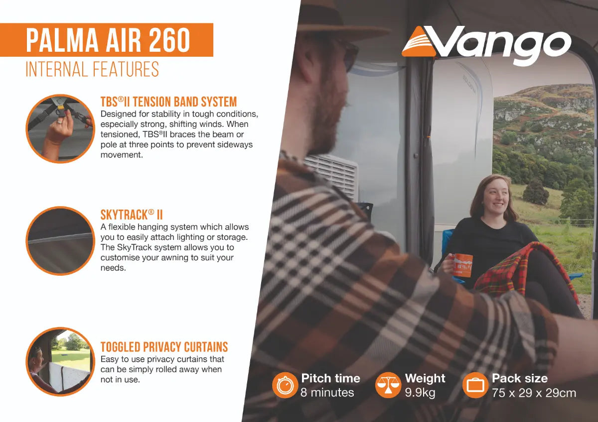 Vango Palma Air 260 Inflatable Caravan Porch Awning 2026