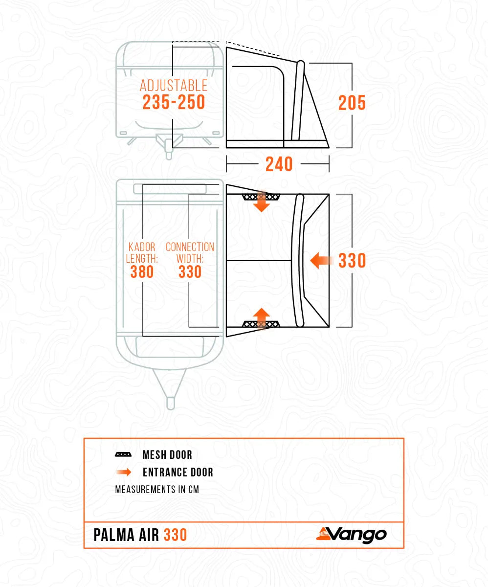 Vango Palma Air 330 Inflatable Caravan Porch Awning 2026