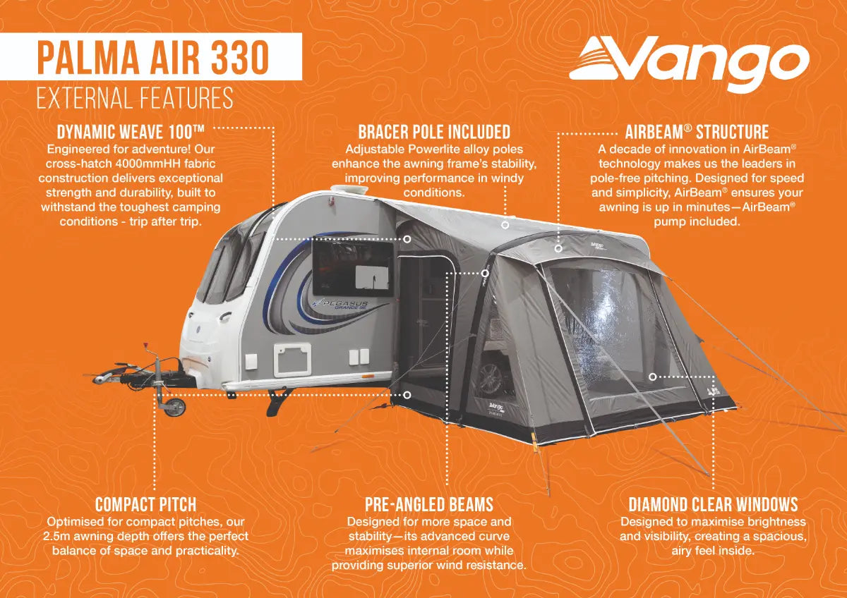 Vango Palma Air 330 Inflatable Caravan Porch Awning 2026
