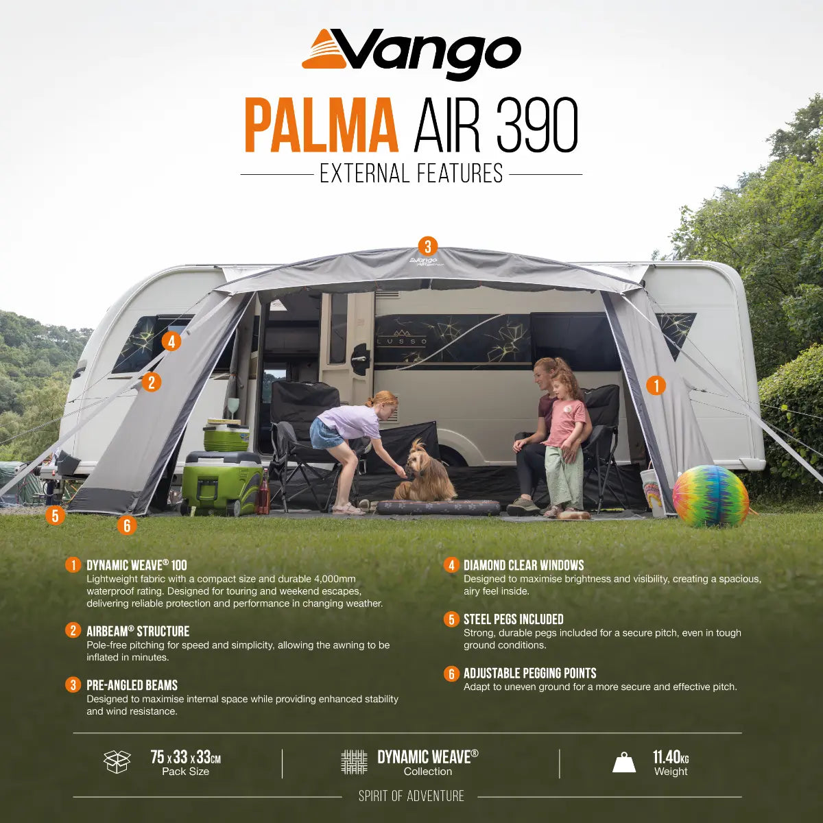 Vango Palma Air 390 Caravan Porch Awning 2027