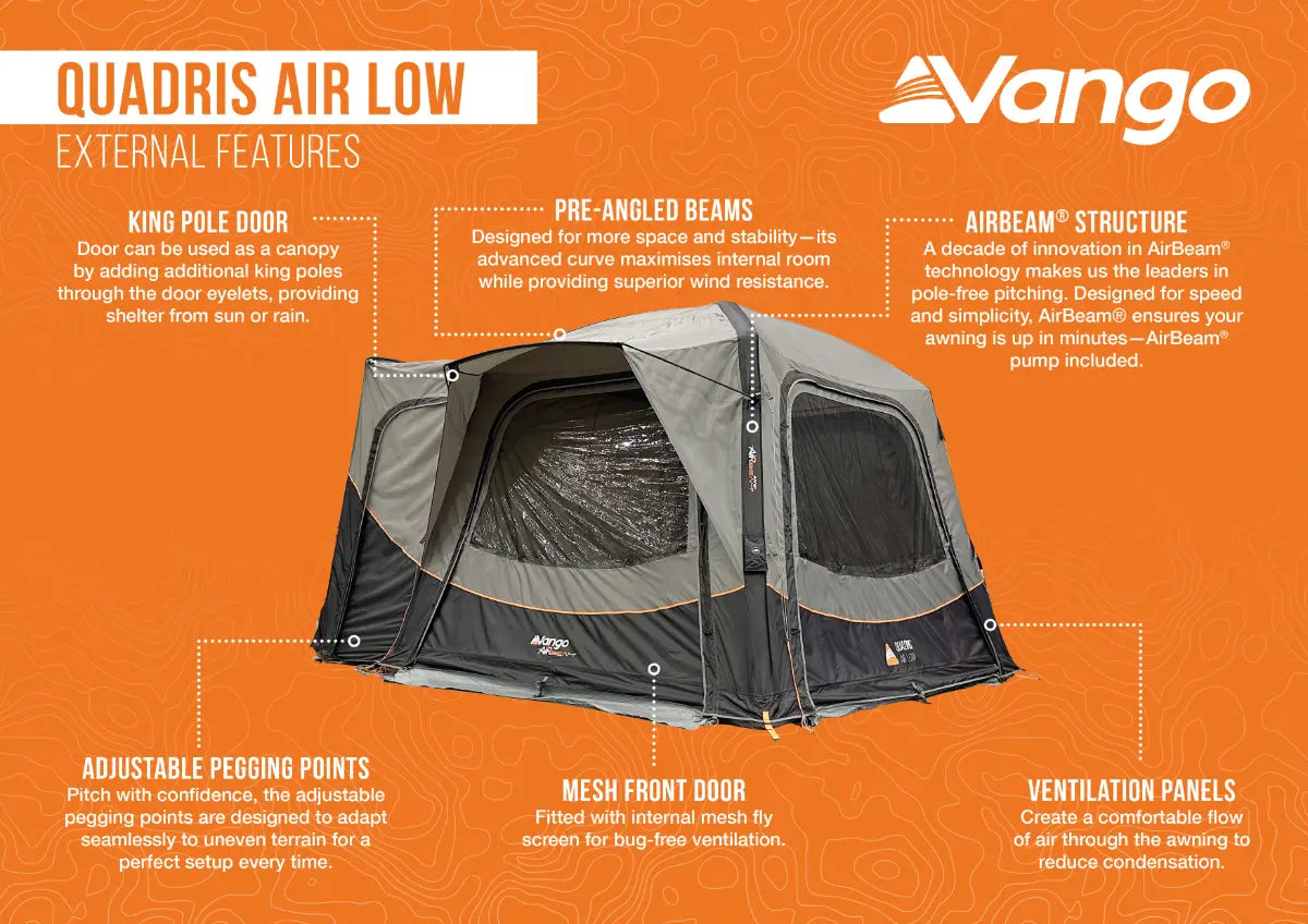 Vango Quadris Air Low Inflatable Driveaway Awning 2026