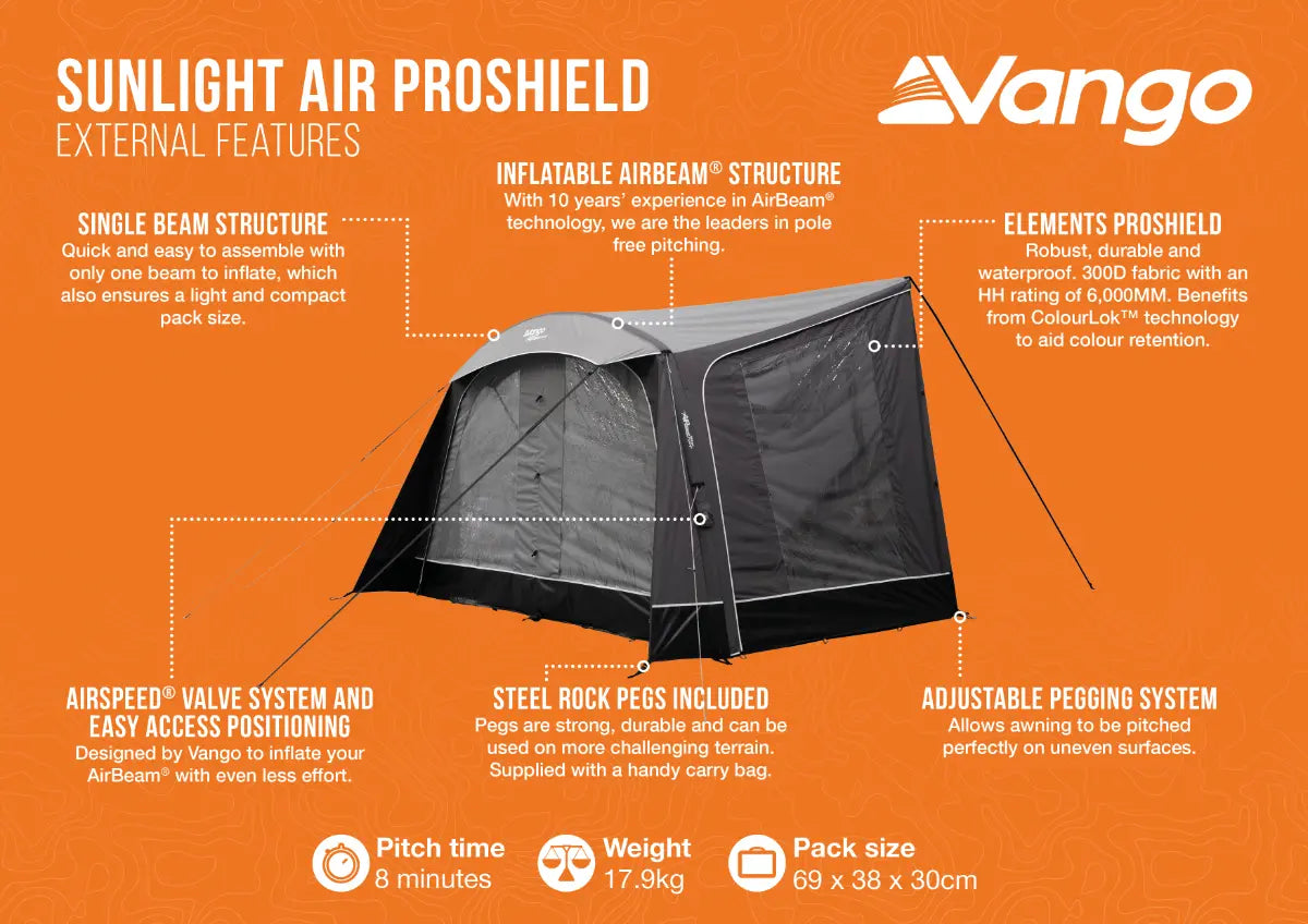 Vango Sunlight Air 380 ProShield Inflatable Porch Awning / Sun Canopy 2026