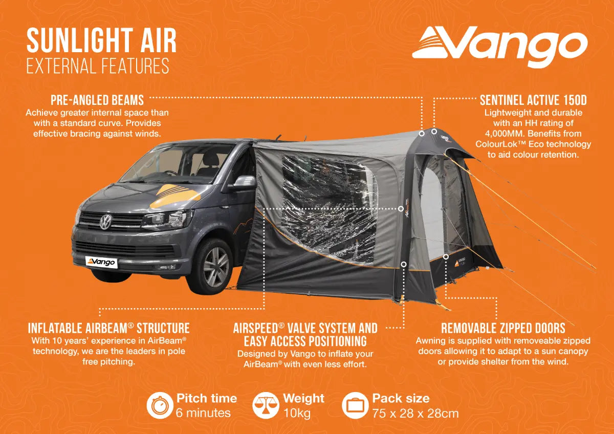 Vango Sunlight Air Low Inflatable Porch Awning / Sun Canopy 2026