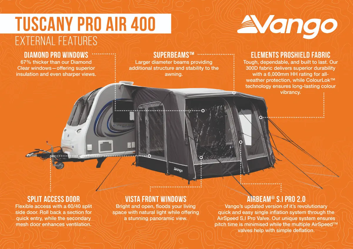 Vango Tuscany Pro Air 400 Inflatable Caravan Porch Awning 2026