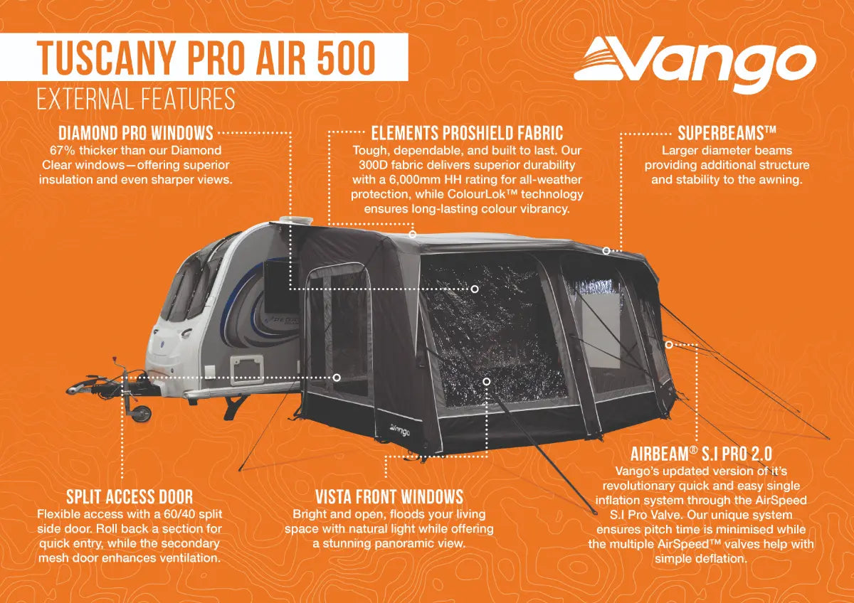 Vango Tuscany Pro Air 500 Inflatable Caravan Porch Awning 2026