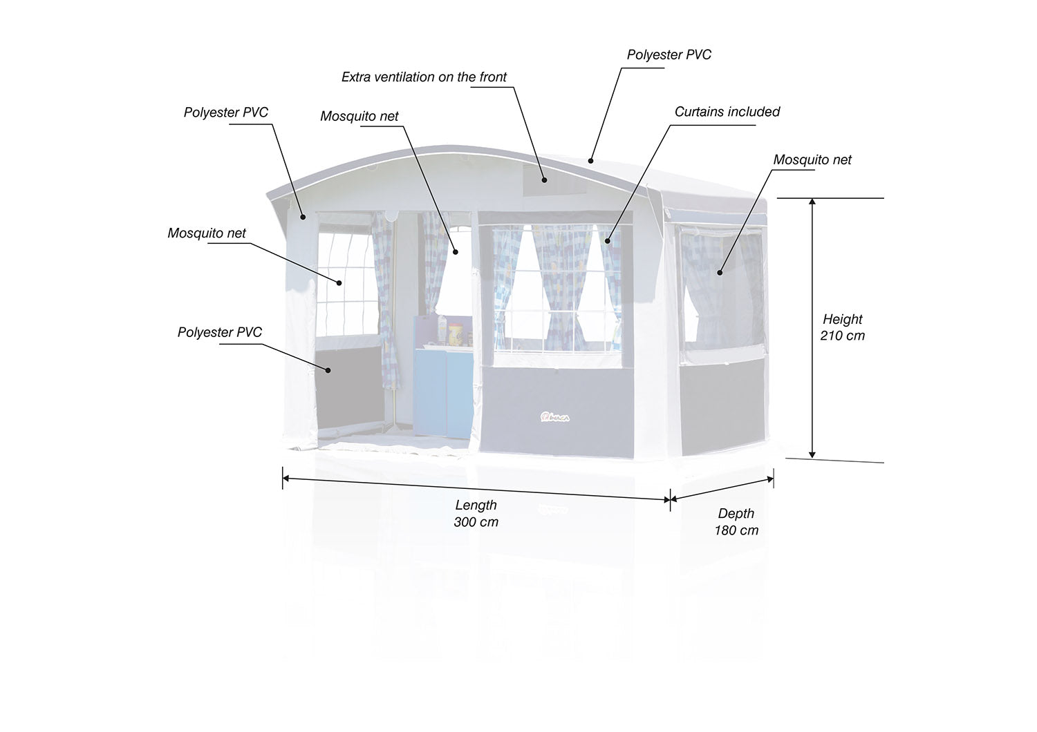 Inaca Arosa Self-Standing Storage and Kitchen Tent