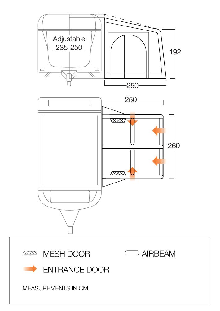 Vango Balletto Air 260 Elements Shield Inflatable Caravan porch Awning - Package Deal