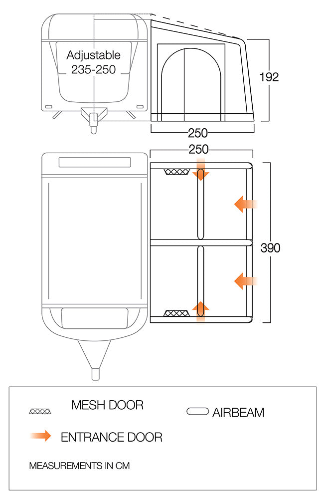 Vango Balletto 390 Air Elements ProShield Caravan Porch Awning