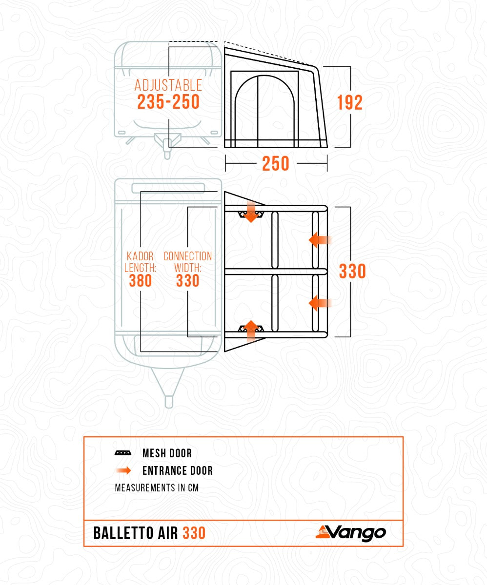 Vango Balletto Air 330 Inflatable Caravan Porch Awning 2026