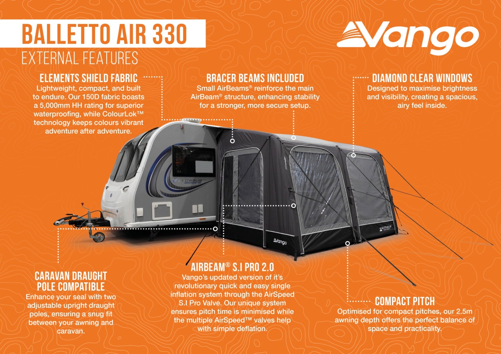 Vango Balletto Air 330 Inflatable Caravan Porch Awning 2026