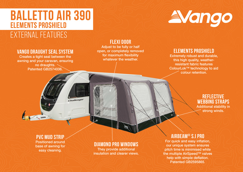 Vango Balletto 390 Air Elements ProShield Caravan Porch Awning