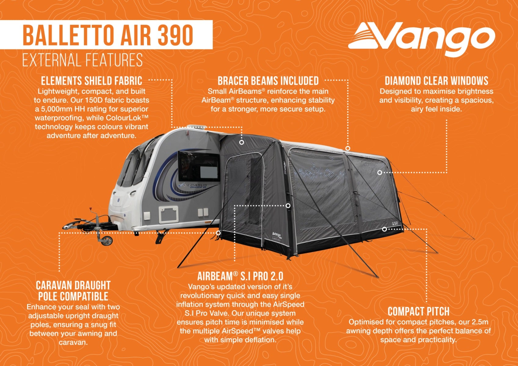 Vango Balletto Air 390 Inflatable Caravan Porch Awning 2026