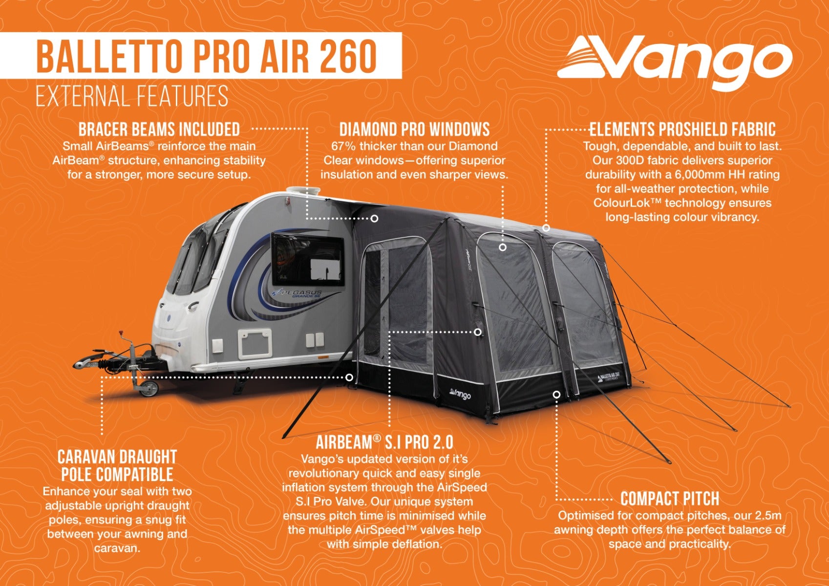 Vango Balletto Pro Air 260 Inflatable Caravan Porch Awning 2026