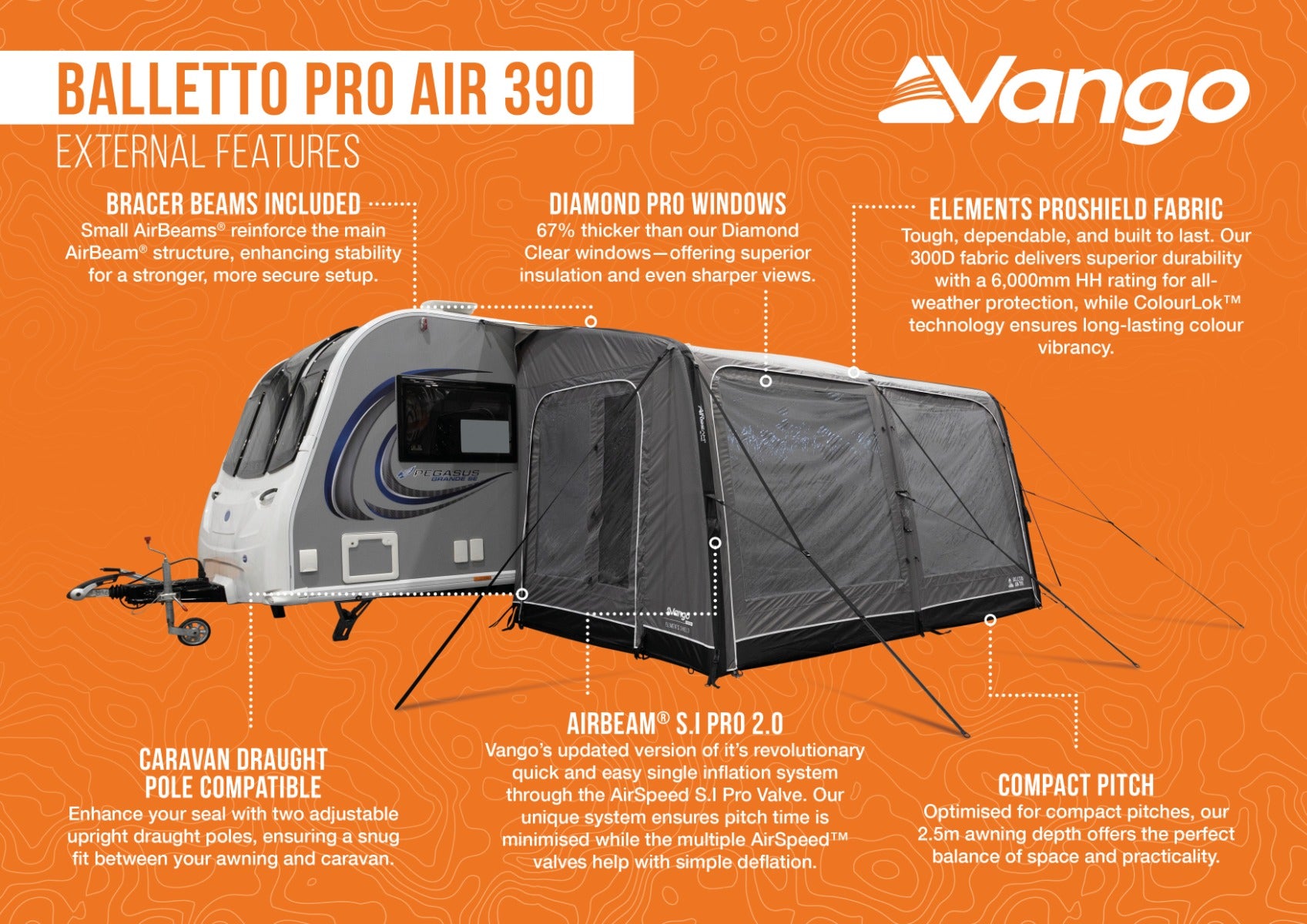 Vango Balletto Pro Air 390 Inflatable Caravan Porch Awning 2026