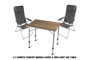 Dometic Zero Camping Table & 2 Comfort Modena Chairs (Package Deal)