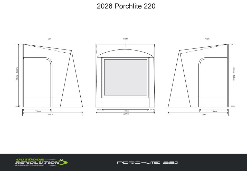 Outdoor Revolution Porchlite 220 Alu-Tech Poled Awning