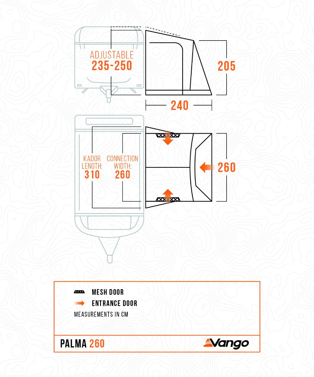 Vango Palma 260 Lightweight Caravan Porch Poled Awning 2026
