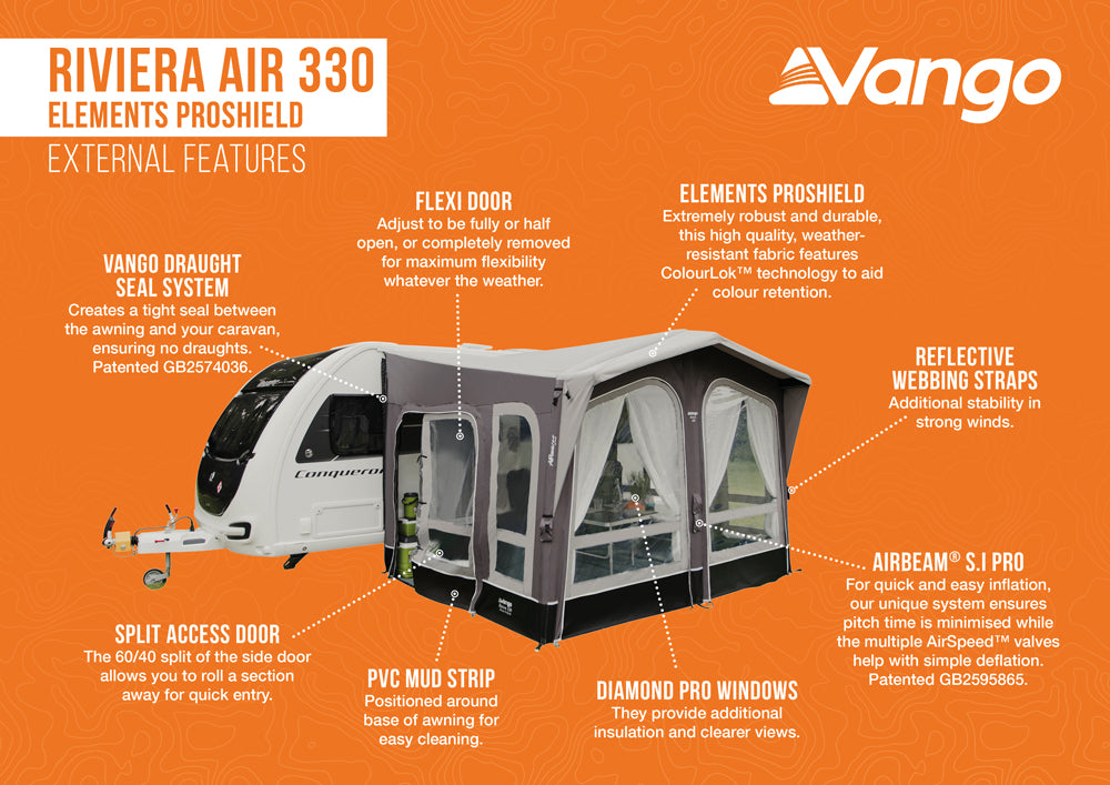 Vango Riviera 330 Air Elements ProShield Caravan Porch Awning