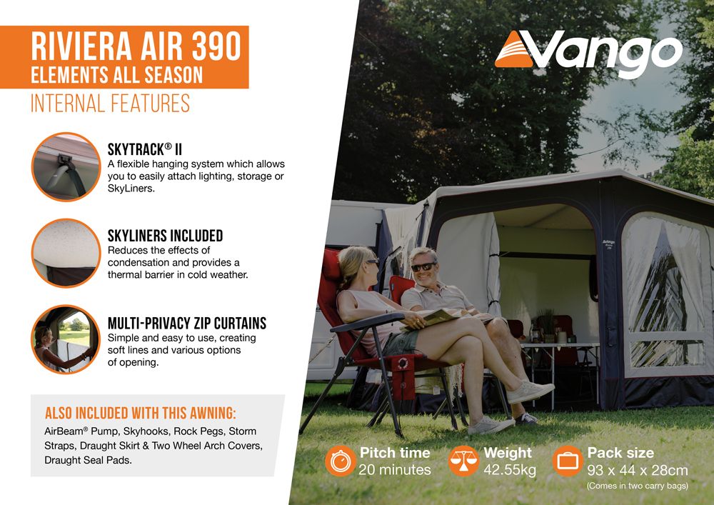 Vango Riviera Air 390 Elements TC Inflatable Caravan Awning