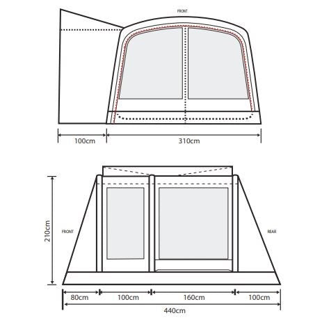 Outdoor Revolution Cayman Air T3 Mid Inflatable Awning (Including Footprint)