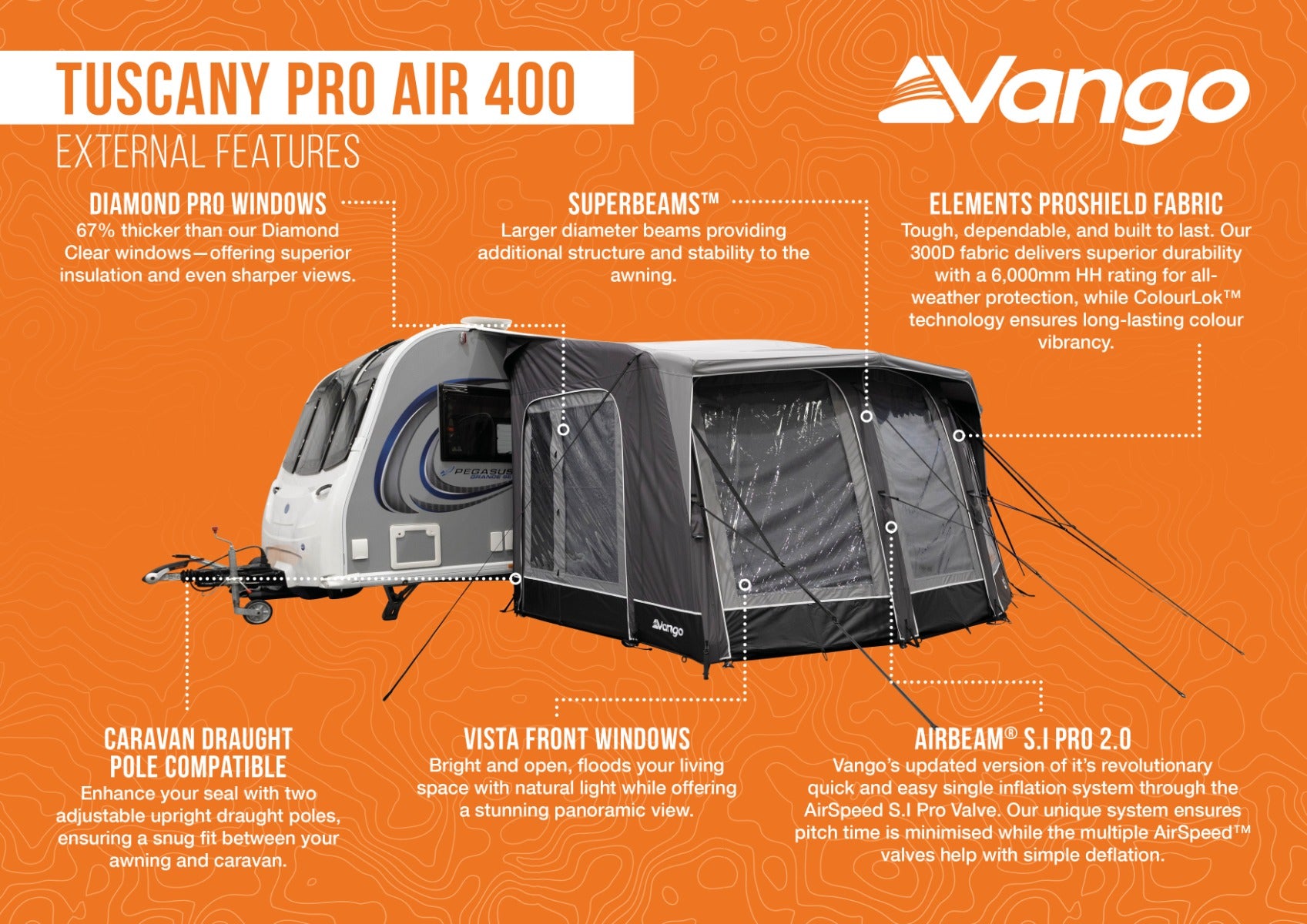 Vango Tuscany Pro Air 400 Inflatable Caravan Porch Awning 2026
