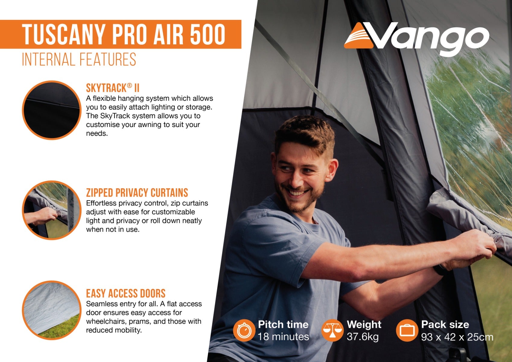 Vango Tuscany Pro Air 500 Inflatable Caravan Porch Awning 2026