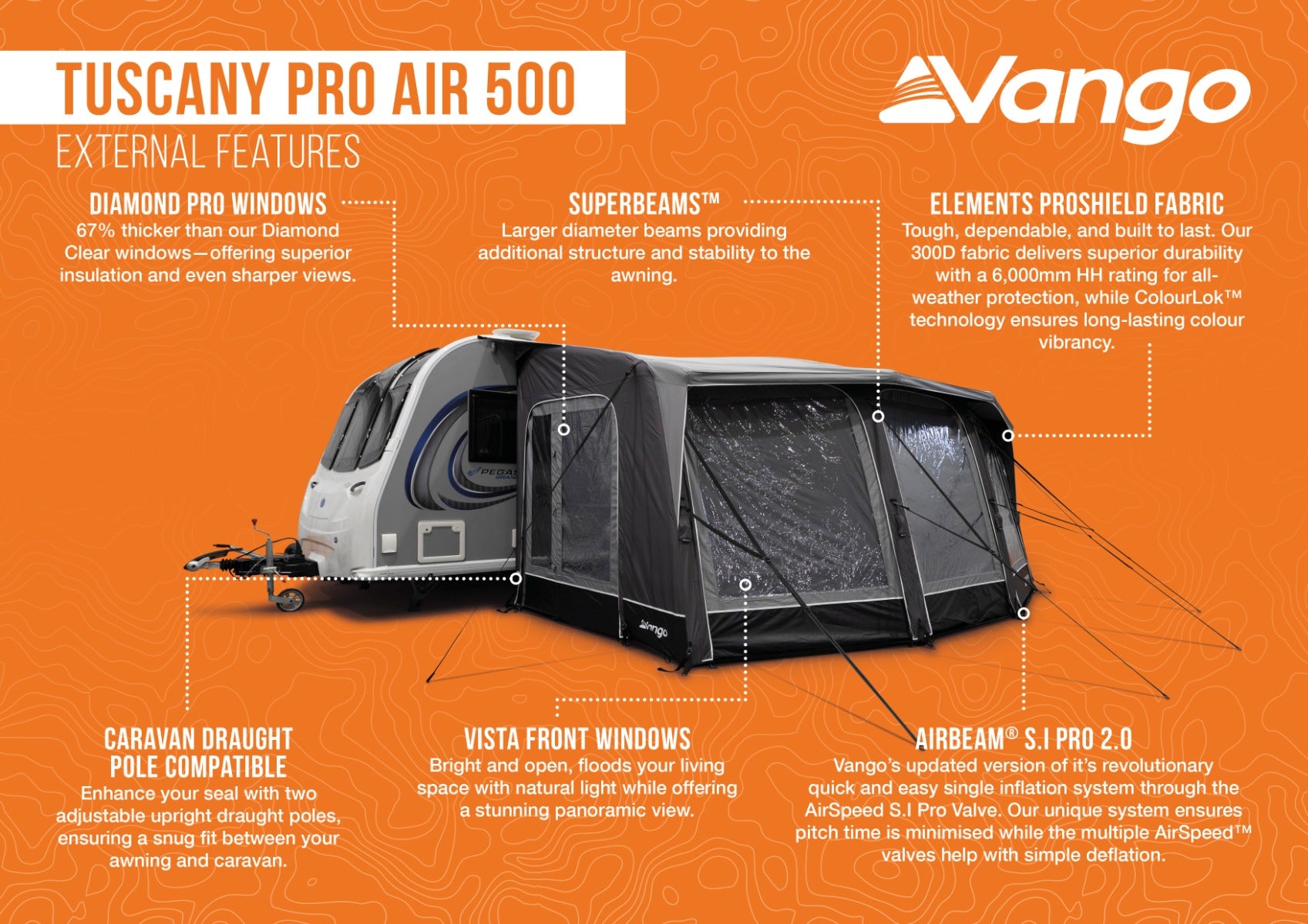 Vango Tuscany Pro Air 500 Inflatable Caravan Porch Awning 2026