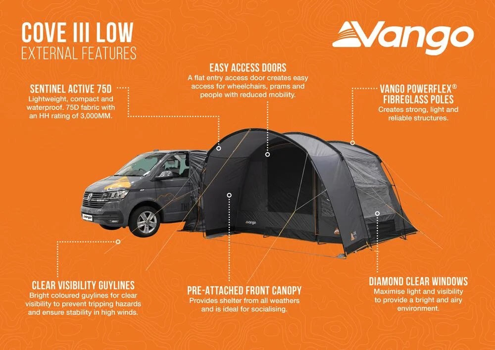 Vango Cove III Low Poled Campervan & Driveaway Awning