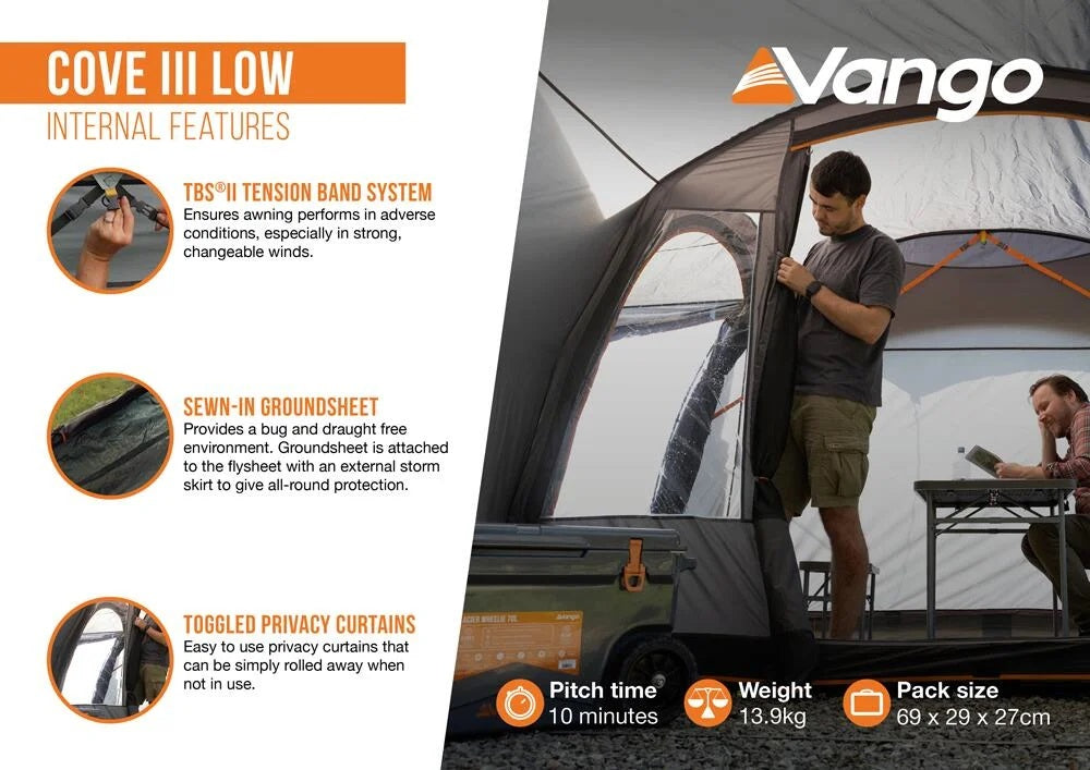 Vango Cove III Low Poled Campervan & Driveaway Awning