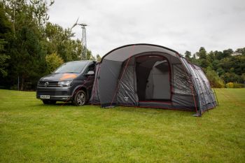 Vango Galli Low Poled Drive Away Campervan Awning 2021 attached to VW Campervan