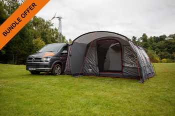 Vango Galli Low Poled Drive Away Campervan Awning 2021 attached to VW Campervan